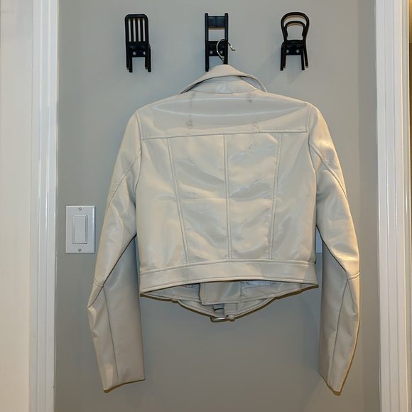 Faux Leather Jacket in Cream - Picture 2 of 4